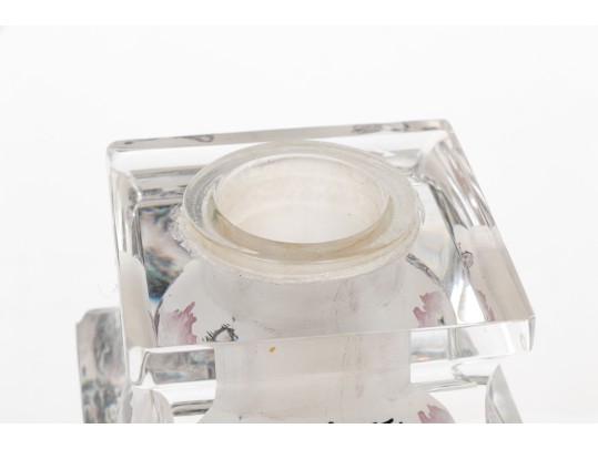 Chinese Cased Glass Jar In A Plexiglass Mount