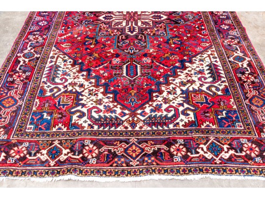 Hand-Knotted Heriz Wool Carpet, 6'-7 1/2