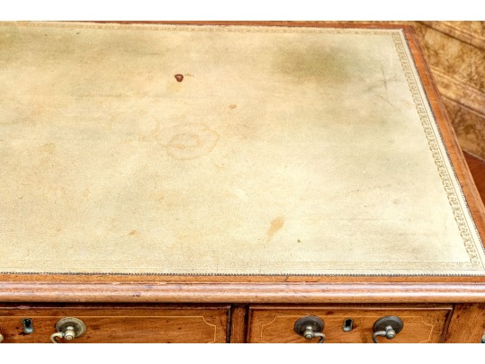 Antique Mahogany Gilt Tooled Leather Top Desk