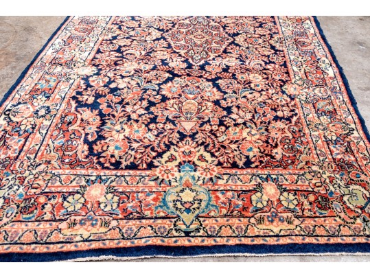 Hand-Knotted Persian Sarouk Wool Carpet, 7' X 4'-4