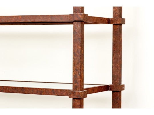 Iron, Oak And Glass Etagere