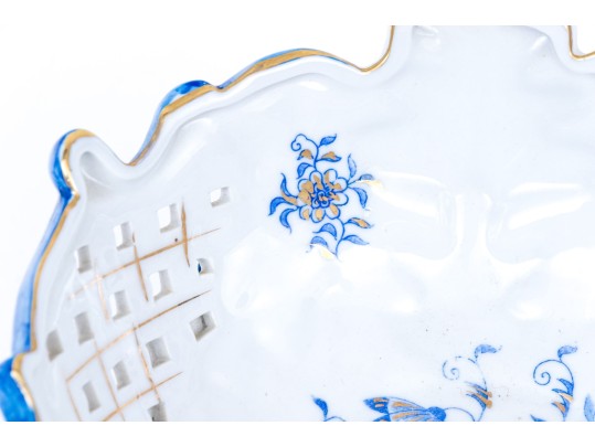 Continental Porcelain Pierced Footed Compote Bowl