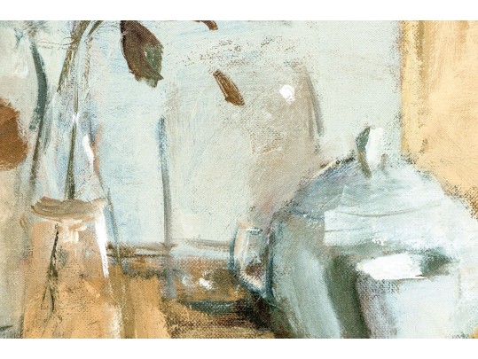 Paint Embellished Giclee On Canvas, Still Life With Rose