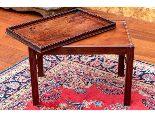 Antique Carved Walnut Tray Top Side Table
