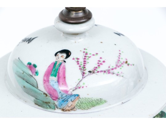 Chinese Famille Rose Porcelain Lidded Baluster Jar Mounted As A Table Lamp