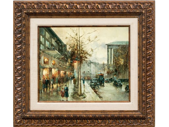 Pierre Sebastian (France, 2oth C,) Oil On Canvas, Paris Street Scene
