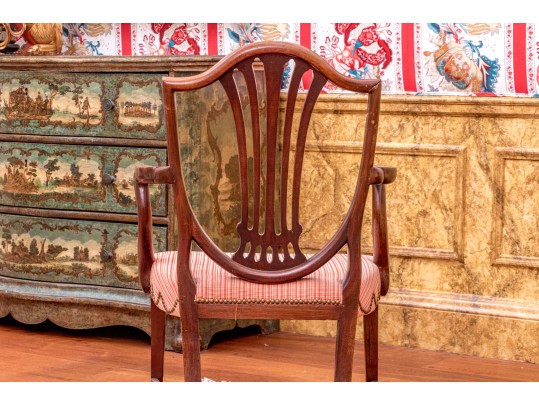 Antique George III Shield Back Custom Upholstered Armchair