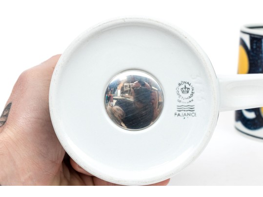 Two Royal Copenhagen Faience Coffee Mugs