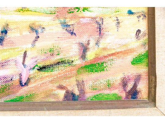 Alexander Beattie (20th C.) Impressionist Style Landscape With Mountains And Trees In Bloom