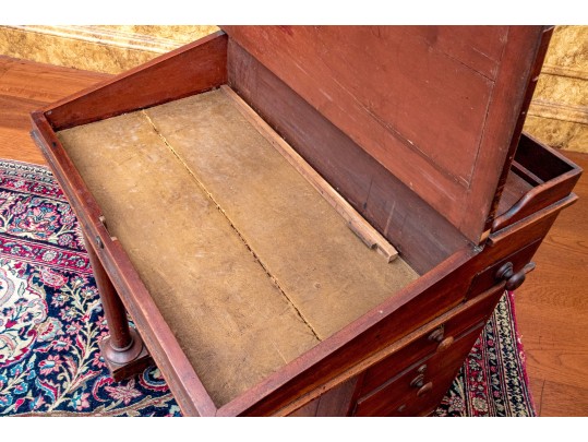 Antique Tooled Leather Davenport Desk