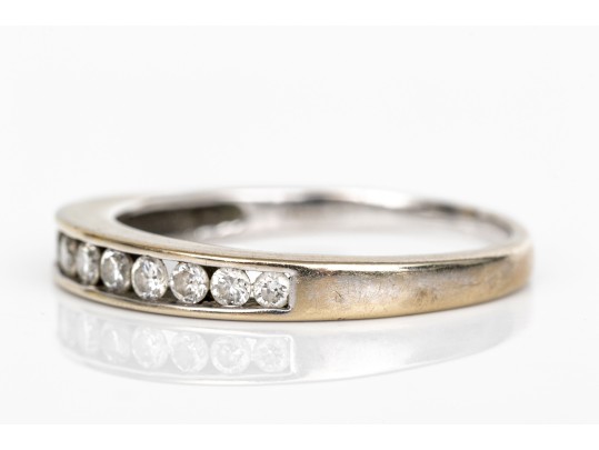 14k Gold Channel Set Round Faceted Diamond Band Ring, App. 0.24 TCW, Size 7.5