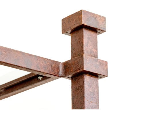 Iron, Oak And Glass Etagere