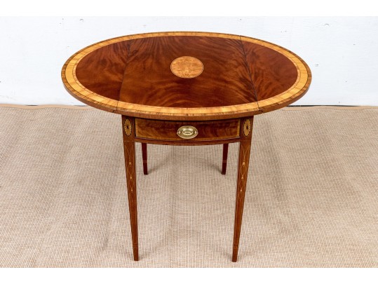 Gorgeous Satinwood Banded Mahogany Drop Leaf Table