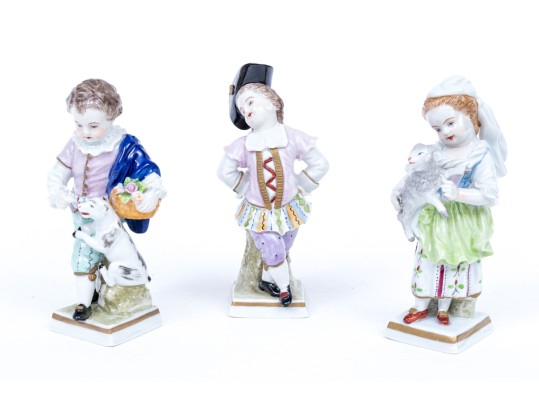 Three Continental Hand-painted Porcelain Figures