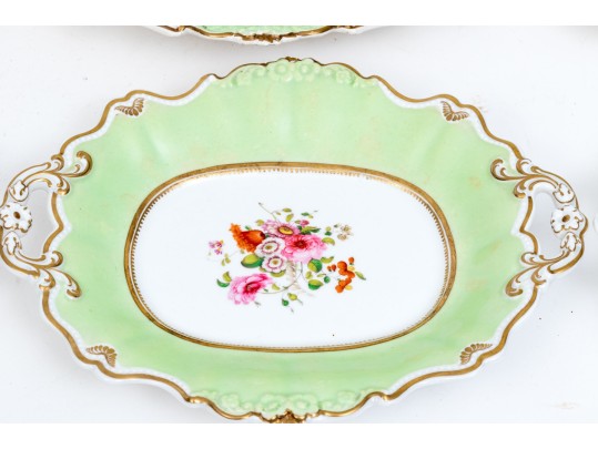 Antique Set Of Eight Twin Handled Serving Plates