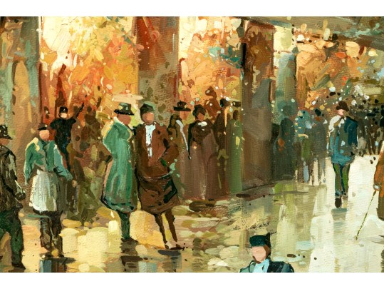 Pierre Sebastian (France, 2oth C,) Oil On Canvas, Paris Street Scene