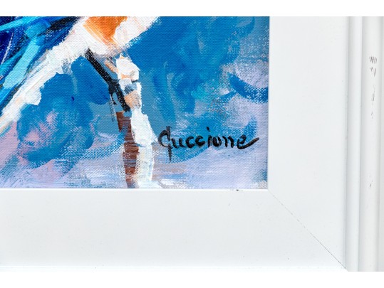 Guccione (Brazilian-American, B. 20th C.) Oil On Canvas, Blue Bird 