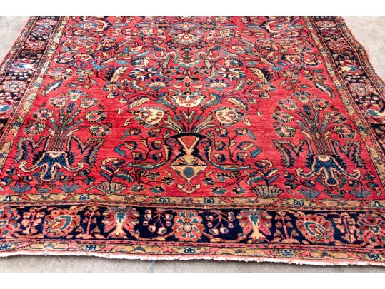 Hand-Knotted Wool Sarouk Carpet, 6'-6 1/2
