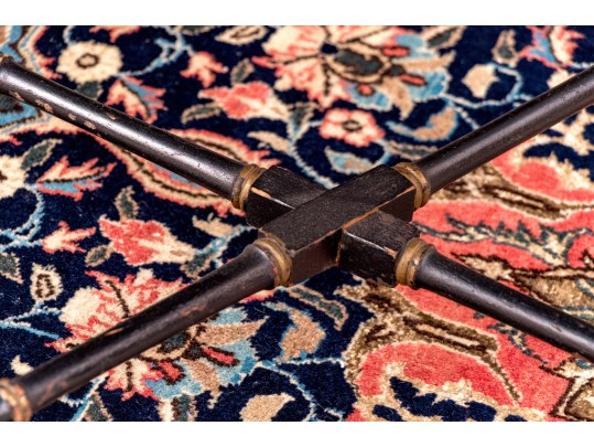 Antique Tole Tray Top Table With Faux Bamboo Frame