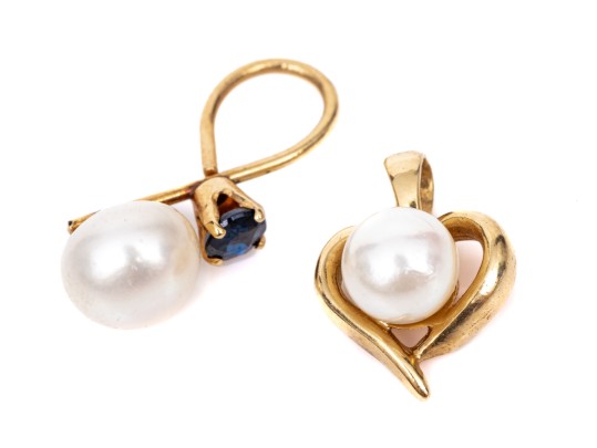 Assorted Collection Of 14k Gold Cultured Pearl Pendants