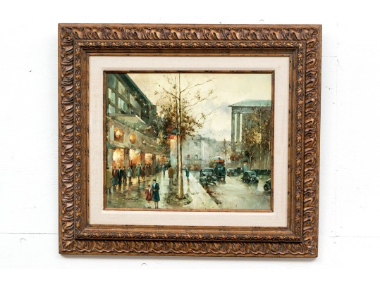 Pierre Sebastian (France, 2oth C,) Oil On Canvas, Paris Street Scene