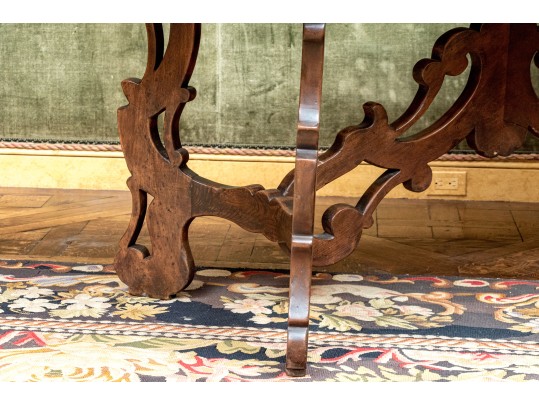 Antique Italian Walnut Carved Trestle Table