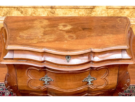 Pair Of Louis XV Style Walnut Bombe Form End Tables