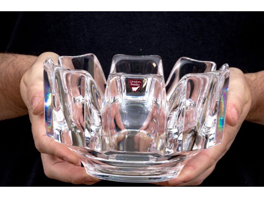 Orrefors Crystal Monteith Form Footed Bowl 