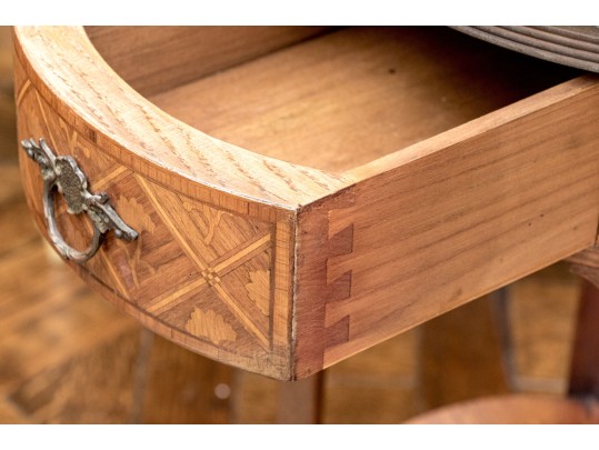 Antique Marquetry Inlaid Two-Tiered End Table