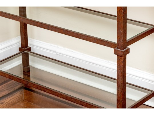 Iron, Oak And Glass Etagere