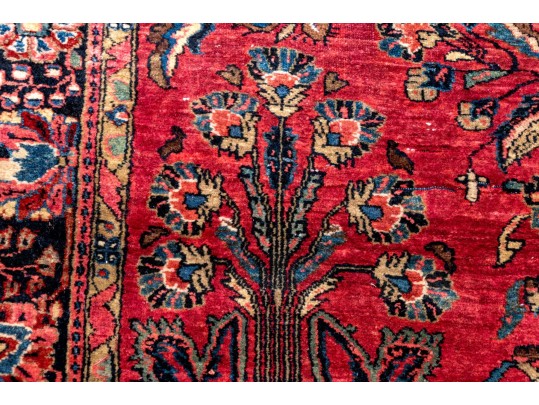 Hand-Knotted Wool Sarouk Carpet, 6'-6 1/2