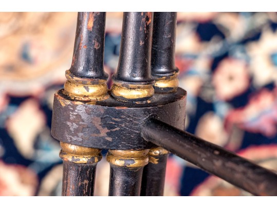Antique Tole Tray Top Table With Faux Bamboo Frame