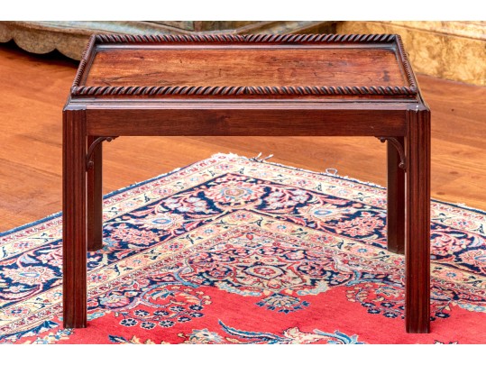 Antique Carved Walnut Tray Top Side Table