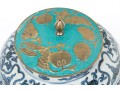 Chinese Ming Style Blue And White Porcelain Vase With Enameled Lid