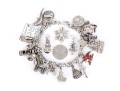 Curb Link Charm Bracelet With Assorted Sterling And Silverplate Charms, Some Loose