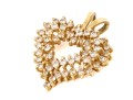 14k Yellow Gold Diamond Set Open Heart Cluster Pendant, App. 0.55 TCW