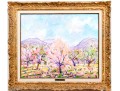 Alexander Beattie (20th C.) Impressionist Style Landscape With Mountains And Trees In Bloom