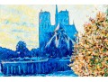 Andre Bardet, Oil On Board, Impressionist Style Painting Of Notre Dame