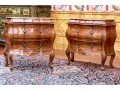 Pair Of Louis XV Style Walnut Bombe Form End Tables