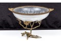 Lavish Moulded Glass And Gilt Metal Compote Bowl