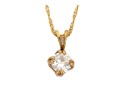 14k Yellow Gold Pretty Round Brilliant Moissanite Solitaire Pendant, Prong Set, With Chain
