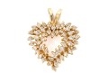 14k Yellow Gold Diamond Set Open Heart Cluster Pendant, App. 0.55 TCW