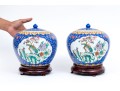 Pair Of Chinese Famille Rose Porcelain Ginger Jars