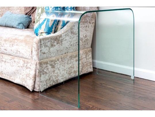 Chic Pair Of Glass Waterfall Tables