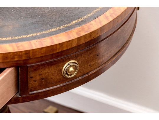 Henredon Leather Top Drum Table