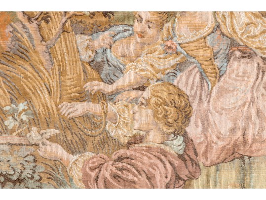 Framed French Tapestry Of A Pastoral Scene