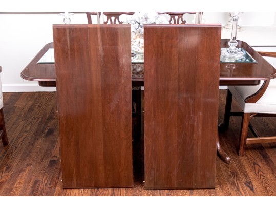 Double Pedestal Extension Dining Table With Eight Chippendale Style Chairs