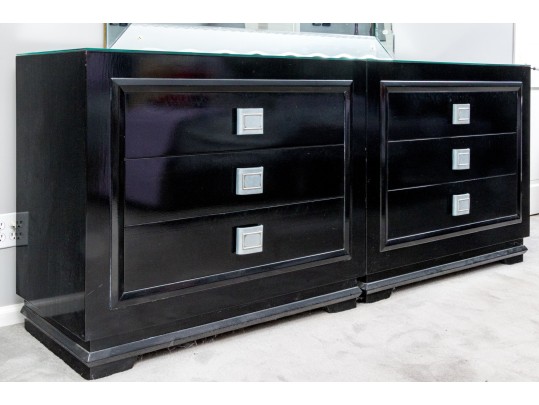 Pair Of Futurama Dresser Chests With Fitted Mirror Tops