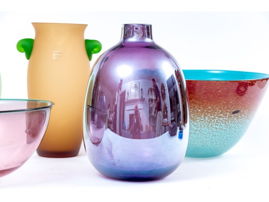 Highly Decorative Lot Of Five Glass Table Top Items