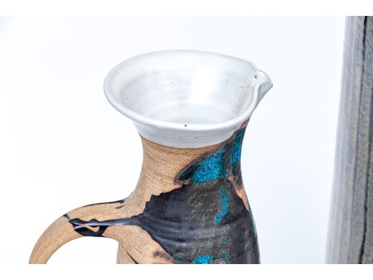 Studio Pottery Pitcher, Vases, And Underplate